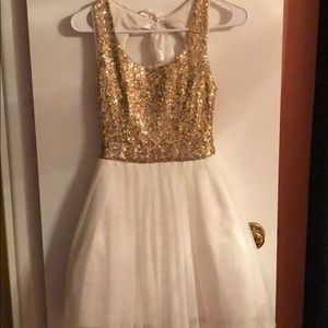 gold and white homecoming dress